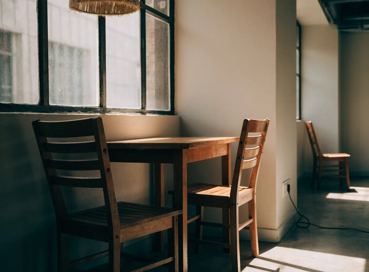 Quiet corner table inside a casual Mexican restaurant