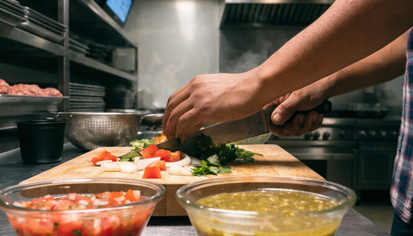 Fresh chopped ingredients for on-site salsas