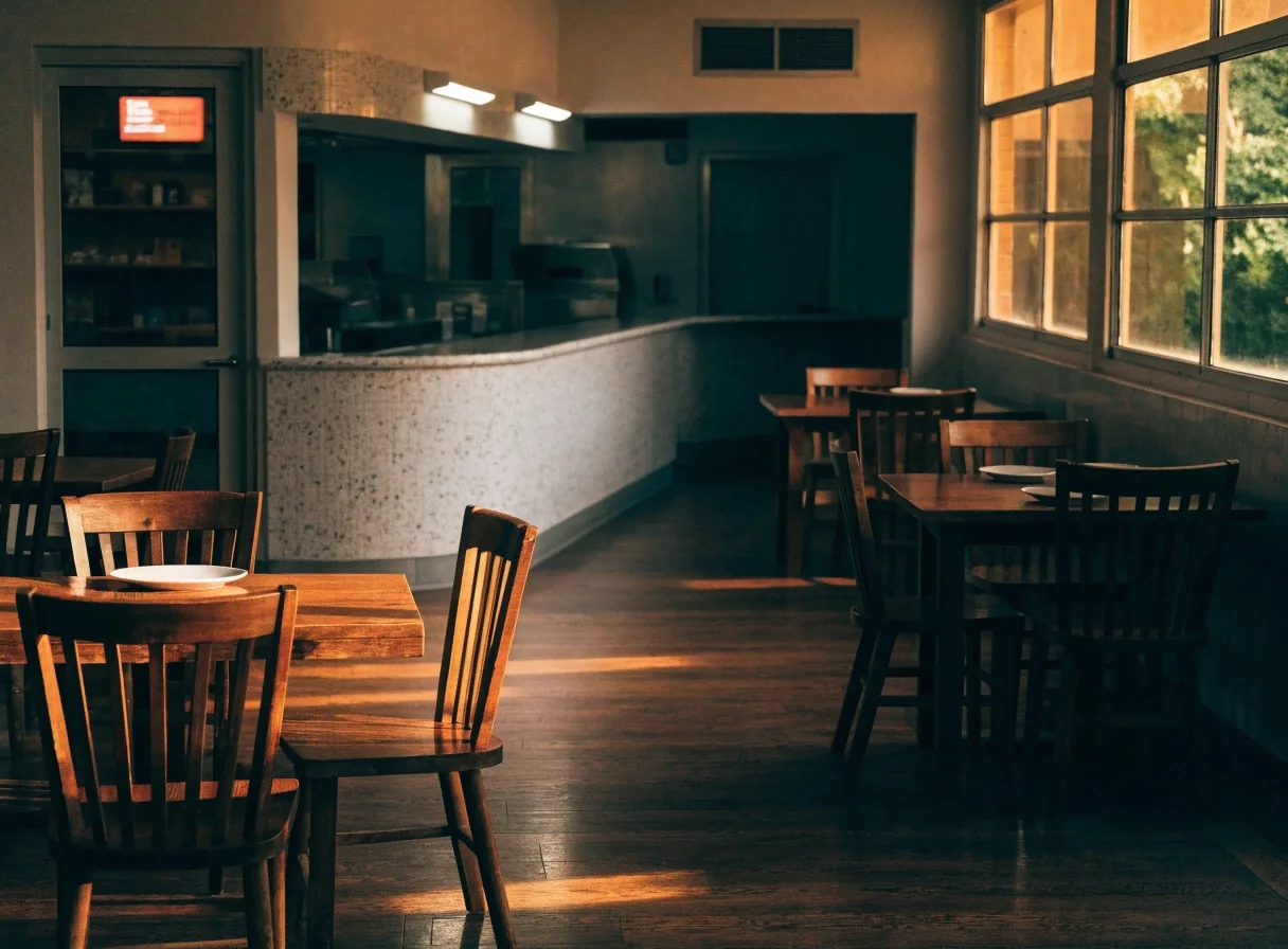 Dining room and counter of a fast-casual Mexican grill